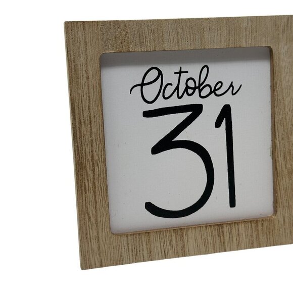 Mini Wood Sign Halloween Decor Farmhouse Rustic Square Hanging Block 4.25 inch - Picture 3 of 9